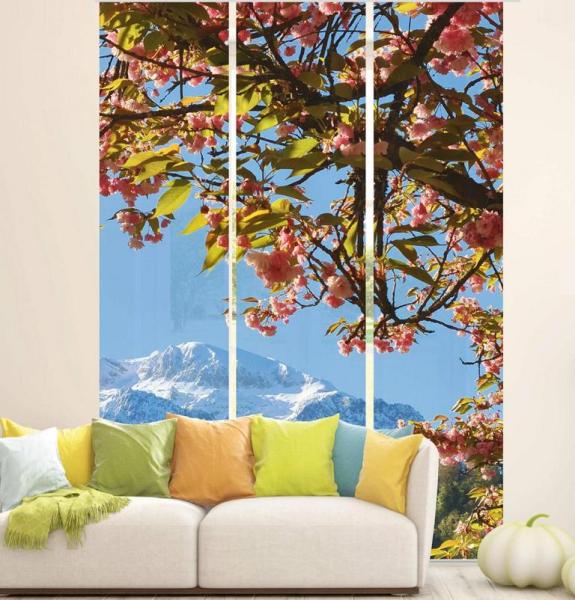 Flächenvorhang Bergblüten  3er Set, Schiebegardine, Schiebegardinen, blickdicht, Flächenvorhang blickdicht, Schiebevorhang,